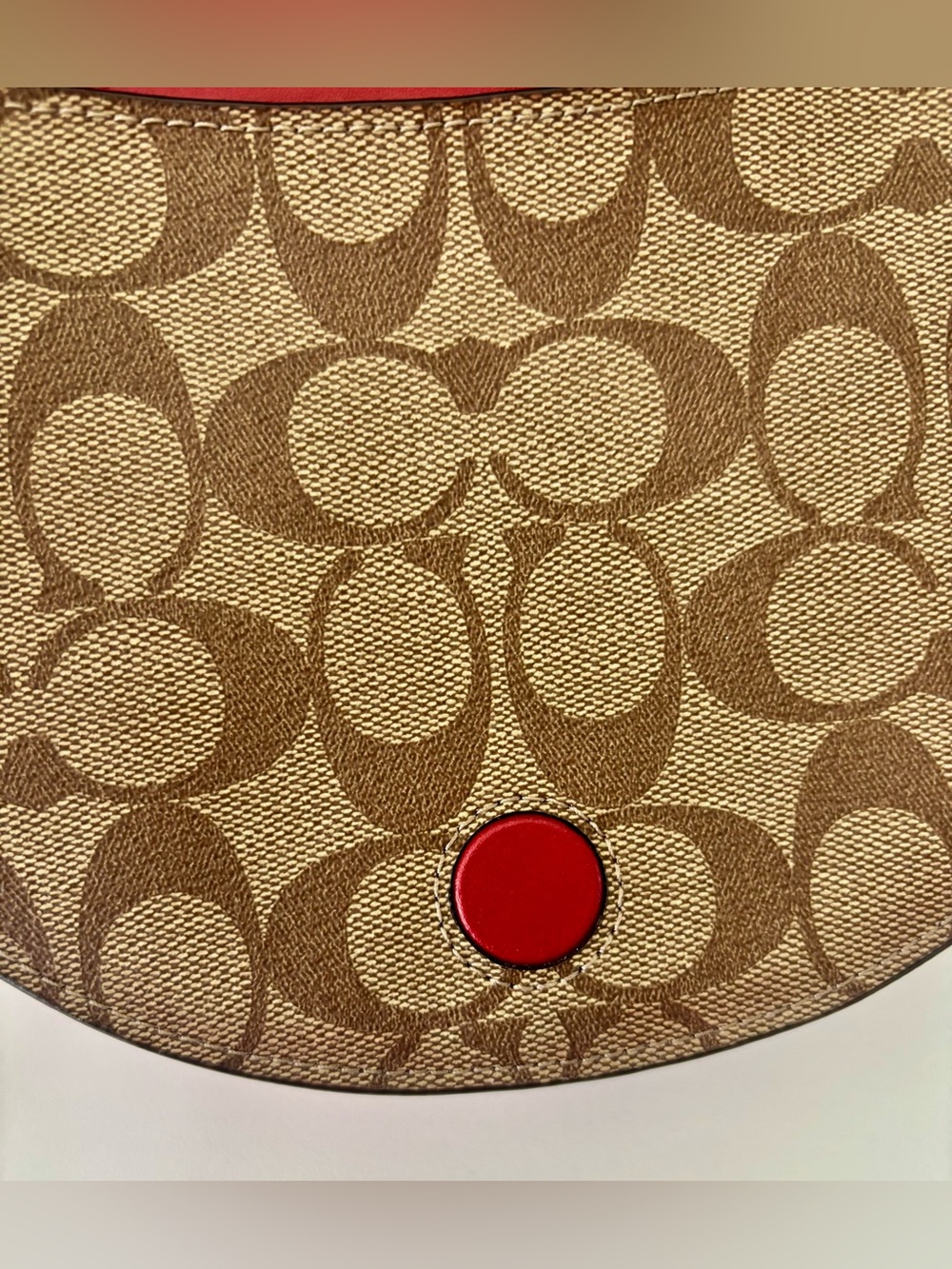 Coach Brown Signature Canvas and Red Leather Saddle Crossbody - Picture 8 of 9